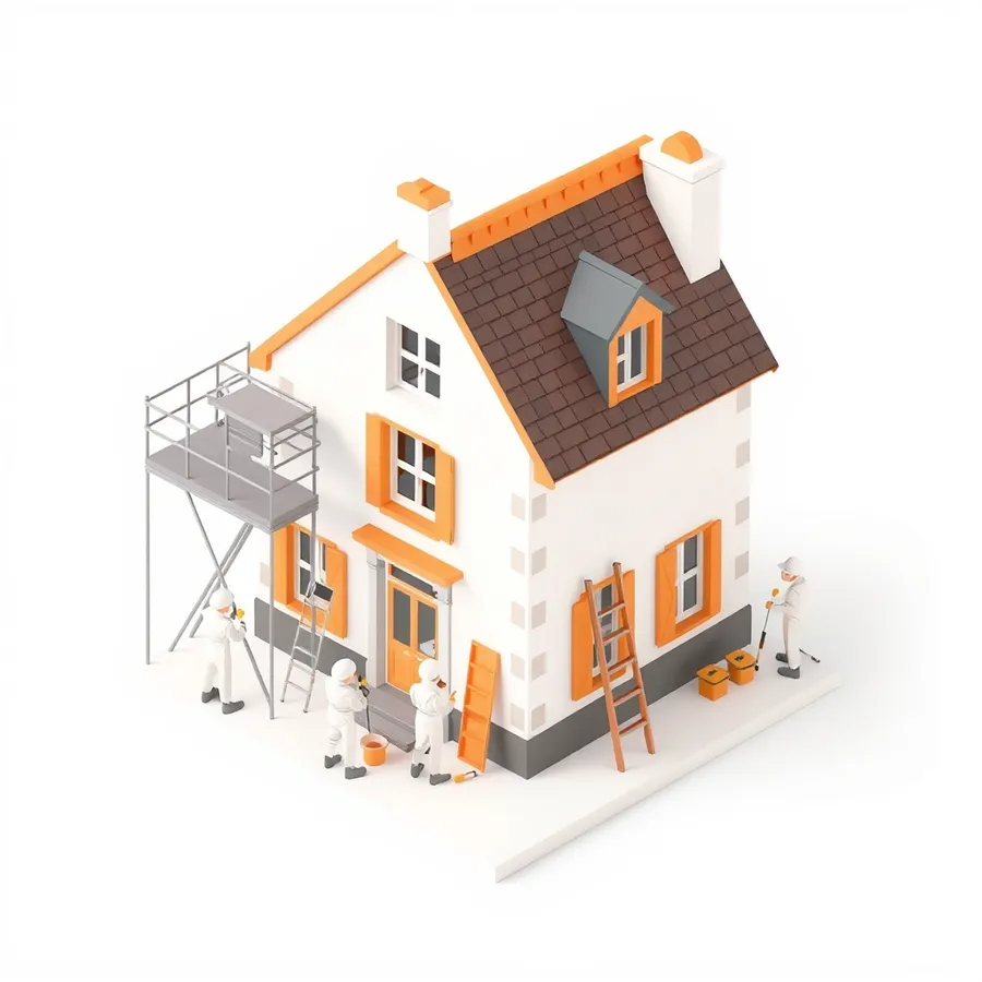 Travaux de peinture sur une maison à Toulon — illustration